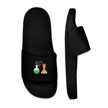 Chemistry teacher joke overreact chemistry - Men’s Pool Sliders - black - Front