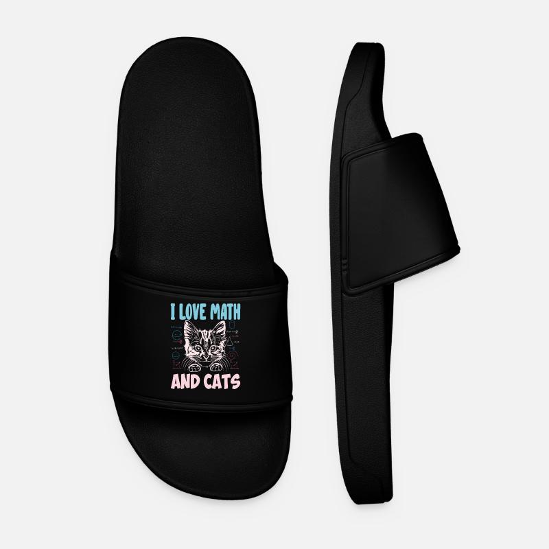 Math Kitty Cat J’adore Math et chats Professeur de mathématiques - Claquettes Homme - noir