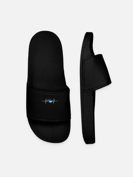 Ukraine Heartbeat Flag Vintage Ukraine - Men’s Pool Sliders - black