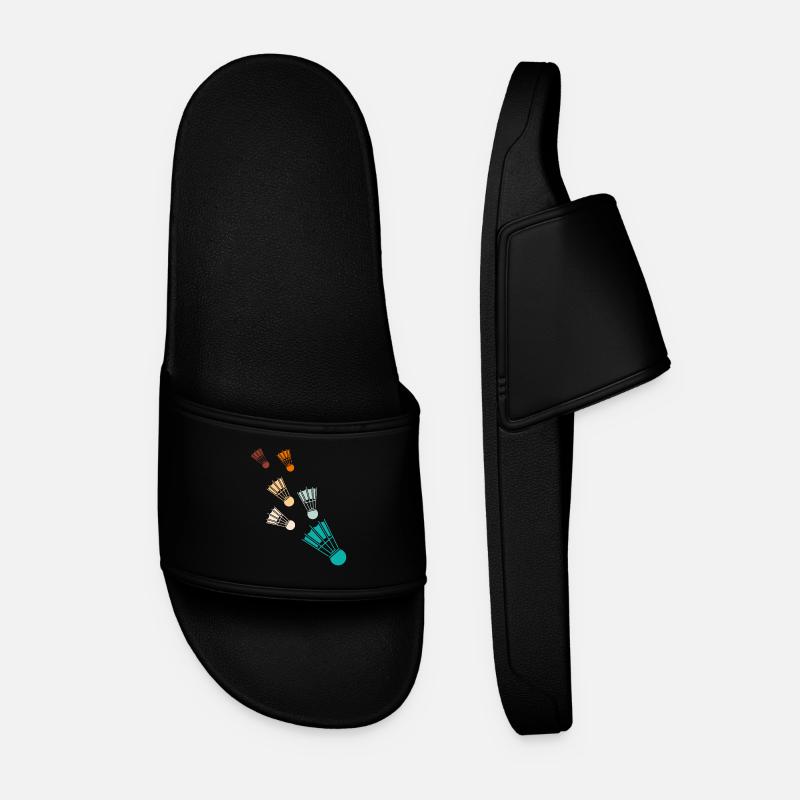 Retro Badminton Federbälle Shuttlecocks - Men’s Pool Sliders - black