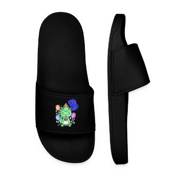 3 years old - Dinosaurs - 3rd birthday gift - Men’s Pool Sliders - black - Front