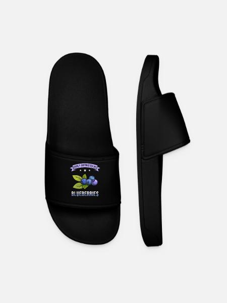 Blueberries saying - Men’s Pool Sliders - black