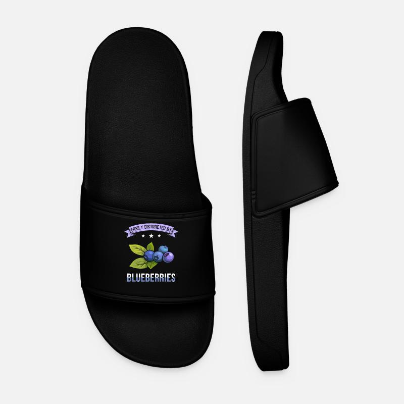 Blueberries saying - Men’s Pool Sliders - black