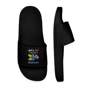 Just a girl who loves Blueberries - Men’s Pool Sliders - black - Front