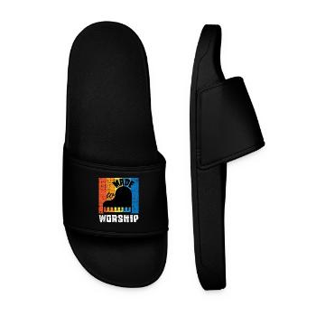 Made To Worship Synthesizer Mix Music - Men’s Pool Sliders - black - Front