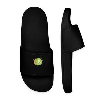 Kiwi sliced fruit fruit animal - Men’s Pool Sliders - black - Front