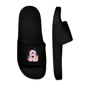 8th Birthday Girl Cats Outfit 8 Year Old - Men’s Pool Sliders - black - Front