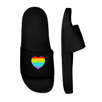 Pop It Popit Heart Colorful Rainbow - Men’s Pool Sliders - black - Front