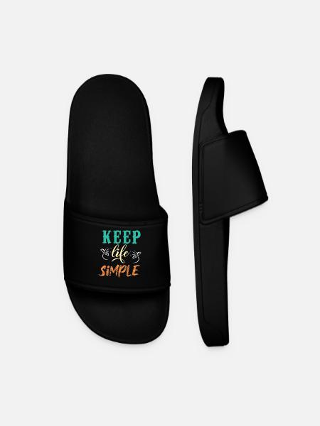 Keep Life Simple Motivational Design - Men’s Pool Sliders - black