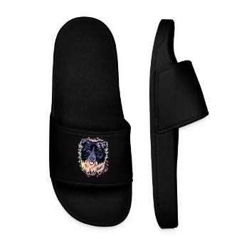 Border Collie Splashes of Color - Men’s Pool Sliders - black - Front