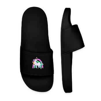 licorne étincelante avec arc-en-ciel - Claquettes Homme - noir - Devant