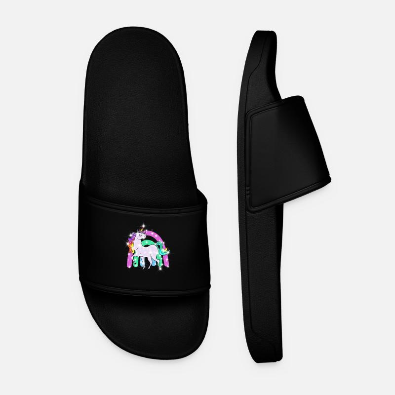 funkelndes Einhorn mit Regenbogen - Männer Badelatschen - Schwarz