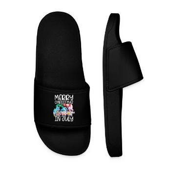 Elves Merry Christmas In July Tropical - Men’s Pool Sliders - black - Front