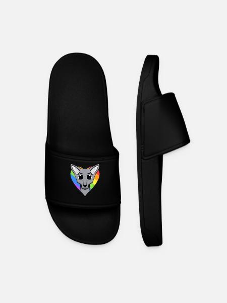 LGBT Cat Sphynx Rainbow - Men’s Pool Sliders - black