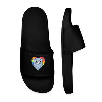 Nashorn Lgbt Regenbogen Farben - Männer Badelatschen - Schwarz - Vorne