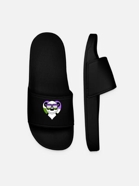 Genderqueer Panda - Men’s Pool Sliders - black
