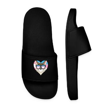 Transgender Transsexual Singaporea Cat Gift - Men’s Pool Sliders - black - Front