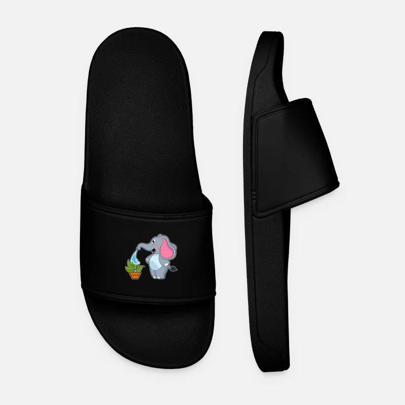 Elephant with plant - Men’s Pool Sliders - black