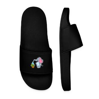 Elephant Gardener Plant Garden - Men’s Pool Sliders - black - Front
