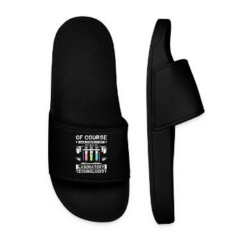 Funny laboratory technologist - Men’s Pool Sliders - black - Front