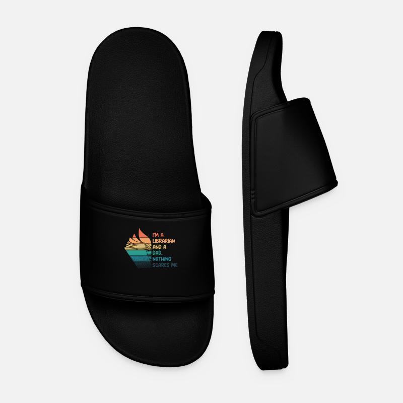 Librarian and dad - Men’s Pool Sliders - black