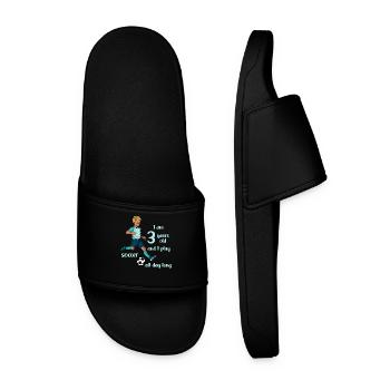 Boy shoots football - I'm 3 years old - Men’s Pool Sliders - black - Front