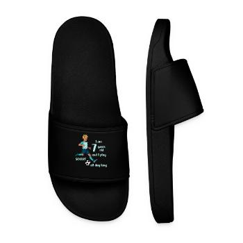 Boy shoots football - I' years old - Men’s Pool Sliders - black - Front