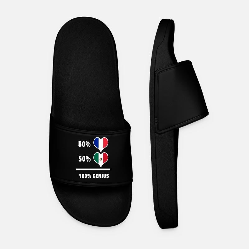 France and Mexico Genius / Gift - Men’s Pool Sliders - black