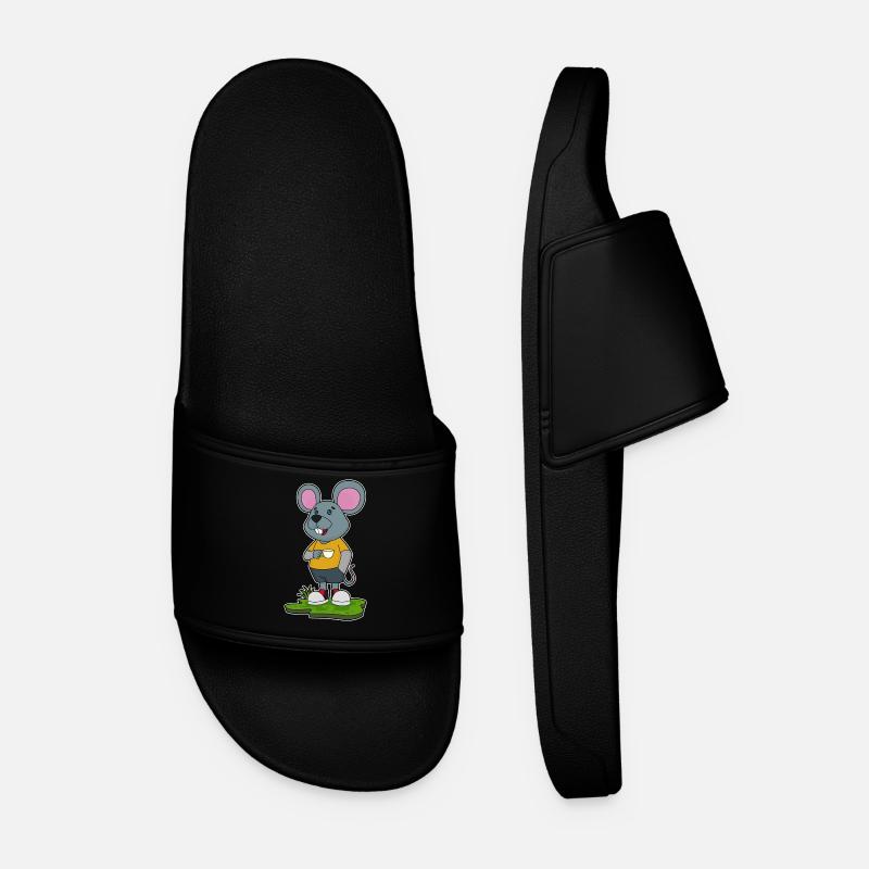 Mouse with coffee cup - Men’s Pool Sliders - black