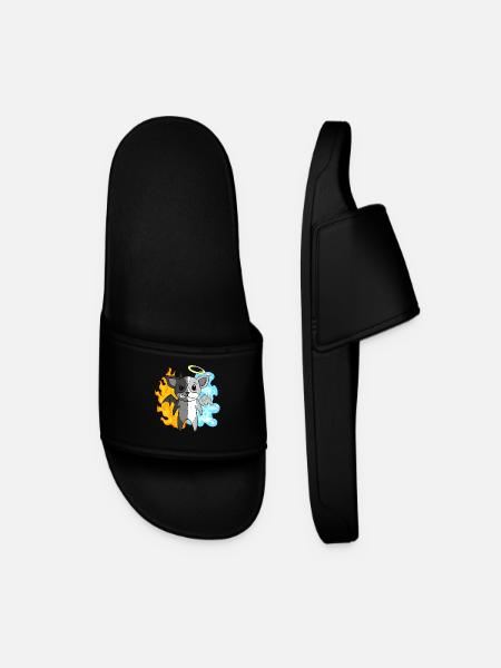 Dog Terrier - Angel and Devil - Men’s Pool Sliders - black