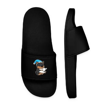 Chien Nain Pinscher avec oreiller et bonnet de couchage - Claquettes Homme - noir - Devant