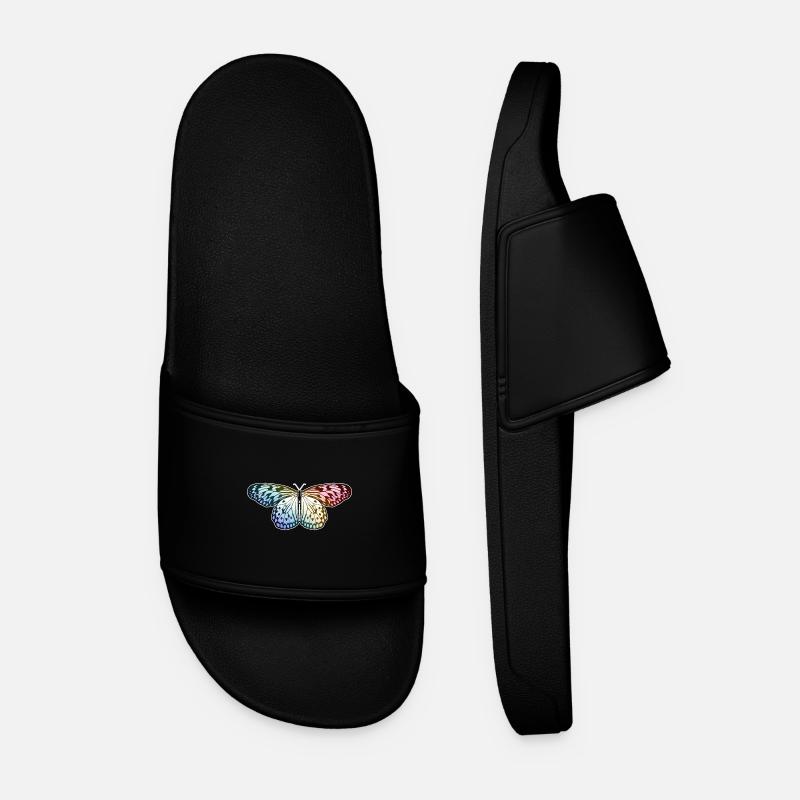 Butterfly Rainbow - Men’s Pool Sliders - black