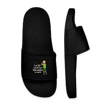 I'm 12 - Boy Birdwatching - Men’s Pool Sliders - black - Front