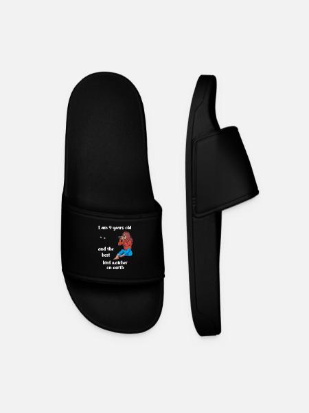 I'm 9 - Girl Bird Watching - Men’s Pool Sliders - black