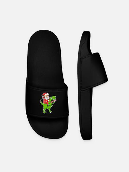 Santa Claus Dinosaurs - Men’s Pool Sliders - black