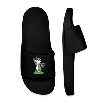 Raccoon Baseball Baseball Bat - Men’s Pool Sliders - black - Front