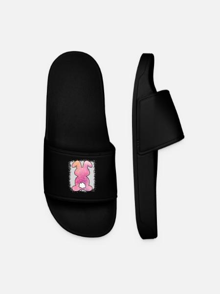 Leopard Print Bleached Easter - Men’s Pool Sliders - black