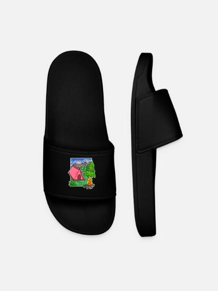 Camping Camping Motif - Men’s Pool Sliders - black