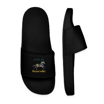 Je peux pas mon cheval m'attend - florale poney - Claquettes Homme - noir - Devant