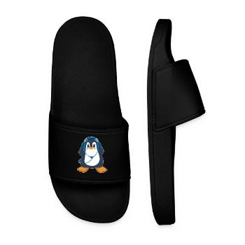 Pinguin Kopfhörer Musik - Männer Badelatschen - Schwarz - Vorne