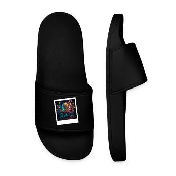 Octopus Octopus Neon dancing in the night - Men’s Pool Sliders - black - Front