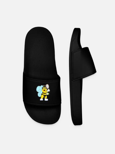 Bee Tennis Racket Sport - Men’s Pool Sliders - black