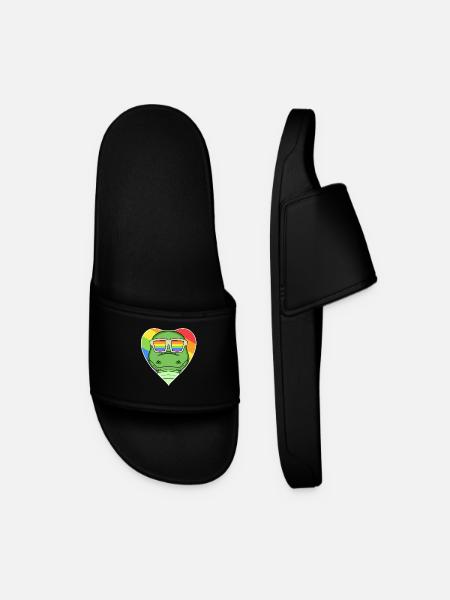 Rainbow - Crocodile with glasses - Men’s Pool Sliders - black