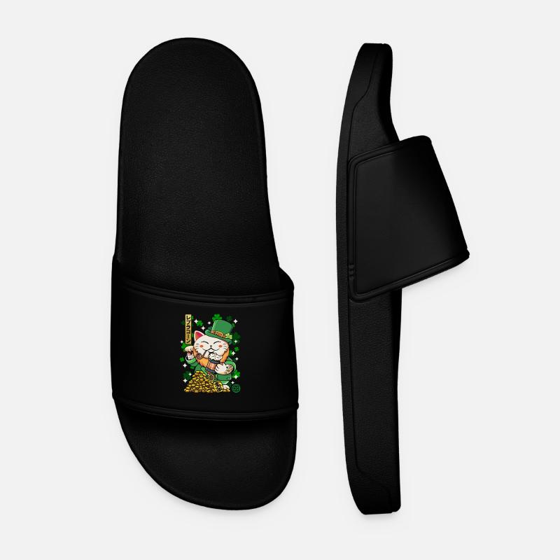 Saint Patrick - Luprechaun Maneki Neko - Men’s Pool Sliders - black