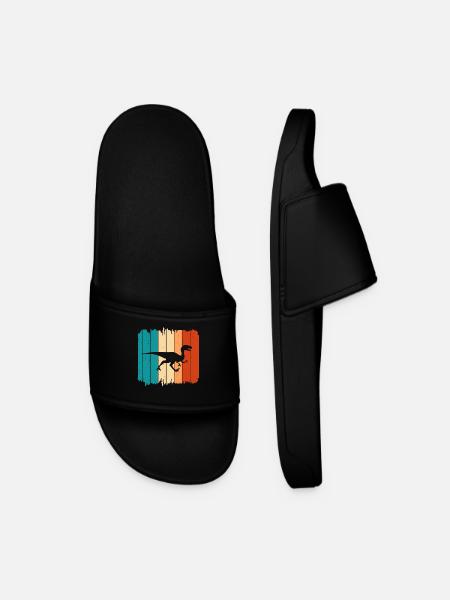 Velociraptor Dino Dinosaurs - Men’s Pool Sliders - black
