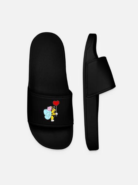 Bee Bride Balloon Wedding - Men’s Pool Sliders - black