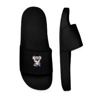 Cute Kawaii Koala with Handball and Football Design - Men’s Pool Sliders - black - Front