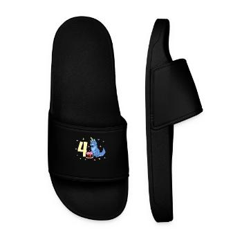 With Wolf - Children's Birthday 4 Years - Men’s Pool Sliders - black - Front