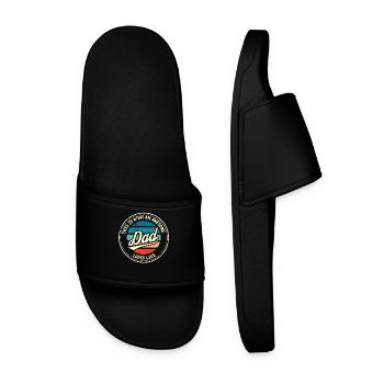 Meilleur cadeau rétro papa fête des pères papa papa - Claquettes Homme - noir - Devant