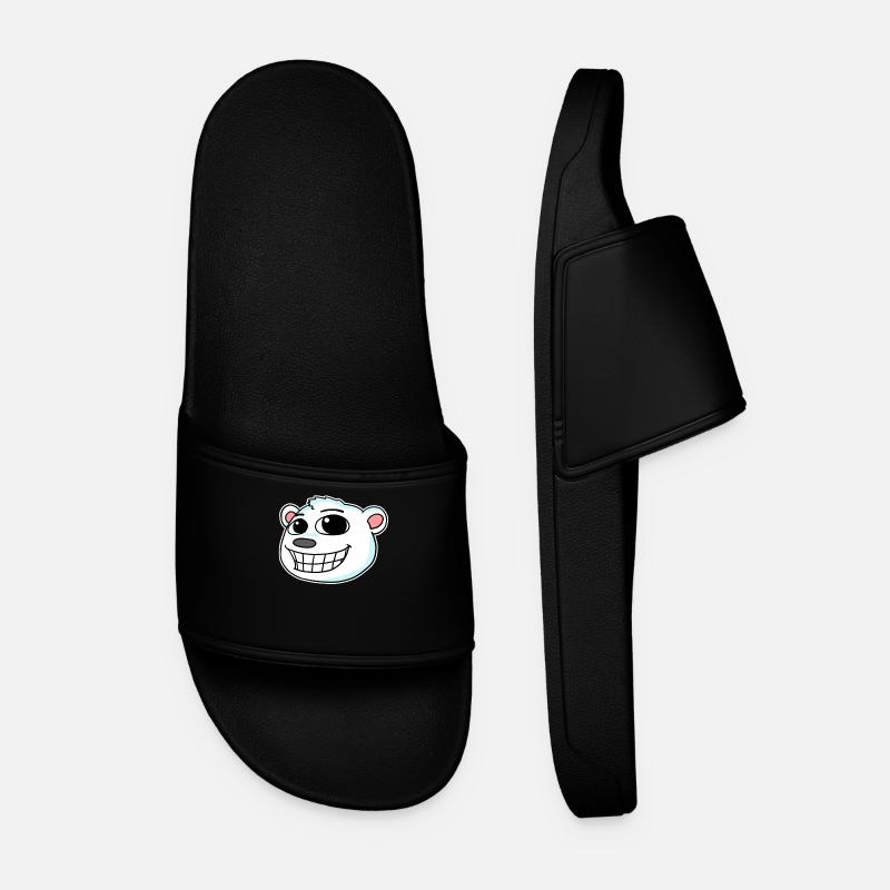 Polar Bear Head - Men’s Pool Sliders - black